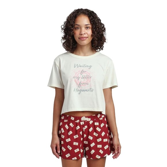 Crop Tee And Shorts Sleepwear Set Cozy Lounge Pajamas Soft Y2K Style